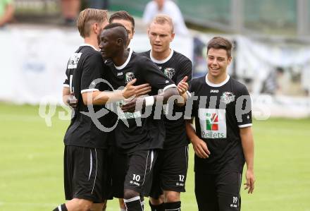 Fussball Regionalliga. Annabichler SV gegen RZ Pellets WAC Amateure.  Torjubel Bunabass Ceesay (WAC). Annabichl, am 26.7.2015.
Foto: Kuess
---
pressefotos, pressefotografie, kuess, qs, qspictures, sport, bild, bilder, bilddatenbank