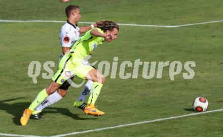 Fussball. Tipico Bundesliga. RZ Pellets WAC gegen FK Austria Wien. Peter Tschernegg, (WAC), Lukas Rotpuller  (Wien). Wolfsberg, am 26.7.2015.
Foto: Kuess
Foto: Kuess

---
pressefotos, pressefotografie, kuess, qs, qspictures, sport, bild, bilder, bilddatenbank