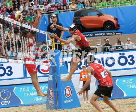 2015 CEV A1 Beachvolleyball Europameisterschaft. Robin SEIDL, Alexander Xandi HUBER (AUT). Klagenfurt, 29.7.2015.
Foto: Kuess
---
pressefotos, pressefotografie, kuess, qs, qspictures, sport, bild, bilder, bilddatenbank