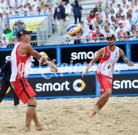 2015 CEV A1 Beachvolleyball Europameisterschaft. Alexander Horst, Clemens Doppler (AUT). Klagenfurt, 29.7.2015.
Foto: Kuess
---
pressefotos, pressefotografie, kuess, qs, qspictures, sport, bild, bilder, bilddatenbank