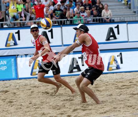 2015 CEV A1 Beachvolleyball Europameisterschaft. Robin SEIDL, Alexander Xandi HUBER (AUT). Klagenfurt, 29.7.2015.
Foto: Kuess
---
pressefotos, pressefotografie, kuess, qs, qspictures, sport, bild, bilder, bilddatenbank