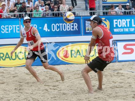 2015 CEV A1 Beachvolleyball Europameisterschaft. Robin SEIDL, Alexander Xandi HUBER (AUT). Klagenfurt, 29.7.2015.
Foto: Kuess
---
pressefotos, pressefotografie, kuess, qs, qspictures, sport, bild, bilder, bilddatenbank