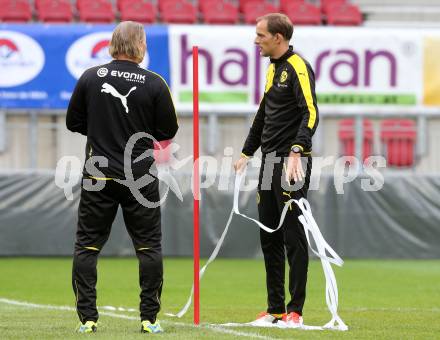 Fussball. UEFA Europa League 2015/2016. Third qualifying round. RZ Pellets WAC gegen Borussia Dortmund. Ankunft in Klagenfurt.  Trainer Thomas Tuchel (Dortmund). Klagenfurt, am 29.7.2015.
Foto: Kuess 
---
pressefotos, pressefotografie, kuess, qs, qspictures, sport, bild, bilder, bilddatenbank