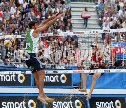 2015 CEV A1 Beachvolleyball Europameisterschaft. Alex RANGHIERI (ITA), Robin Seidl (AUT). Klagenfurt, 29.7.2015.
Foto: Kuess
---
pressefotos, pressefotografie, kuess, qs, qspictures, sport, bild, bilder, bilddatenbank