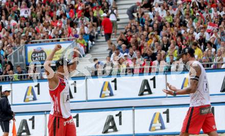 2015 CEV A1 Beachvolleyball Europameisterschaft. Clemens Doppler, Alexander Horst, (AUT). Klagenfurt, 30.7.2015.
Foto: Kuess
---
pressefotos, pressefotografie, kuess, qs, qspictures, sport, bild, bilder, bilddatenbank