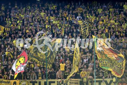 Fussball. UEFA Europa League 2015/2016. Third qualifying round. RZ Pellets WAC gegen Borussia Dortmund. Fans (Dortmund). Klagenfurt, am 30.7.2015.
Foto: Kuess 
---
pressefotos, pressefotografie, kuess, qs, qspictures, sport, bild, bilder, bilddatenbank