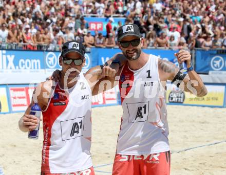 2015 CEV A1 Beachvolleyball Europameisterschaft.   Alexander Horst, Clemens Doppler (AUT). Klagenfurt, 31.7.2015.
Foto: Kuess
---
pressefotos, pressefotografie, kuess, qs, qspictures, sport, bild, bilder, bilddatenbank