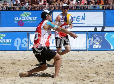 2015 CEV A1 Beachvolleyball Europameisterschaft. Robin Seidl, Alexander Xandi Huber  (AUT). Klagenfurt, 31.7.2015.
Foto: Kuess
---
pressefotos, pressefotografie, kuess, qs, qspictures, sport, bild, bilder, bilddatenbank