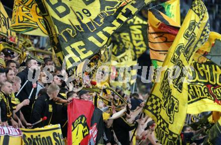 Fussball. UEFA Europa League 2015/2016. Third qualifying round. RZ Pellets WAC gegen Borussia Dortmund. Fans (Dortmund). Klagenfurt, am 30.7.2015.
Foto: Kuess 
---
pressefotos, pressefotografie, kuess, qs, qspictures, sport, bild, bilder, bilddatenbank