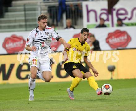 Fussball. UEFA Europa League 2015/2016. Third qualifying round. RZ Pellets WAC gegen Borussia Dortmund. Michael SOLLBAUER (WAC), Henrikh Mkhitaryan (Dortmund). Klagenfurt, am 30.7.2015.
Foto: Kuess 
---
pressefotos, pressefotografie, kuess, qs, qspictures, sport, bild, bilder, bilddatenbank