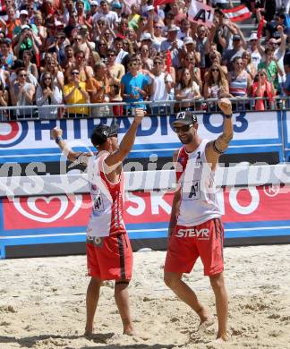 2015 CEV A1 Beachvolleyball Europameisterschaft.   Alexander Horst, Clemens Doppler (AUT). Klagenfurt, 31.7.2015.
Foto: Kuess
---
pressefotos, pressefotografie, kuess, qs, qspictures, sport, bild, bilder, bilddatenbank