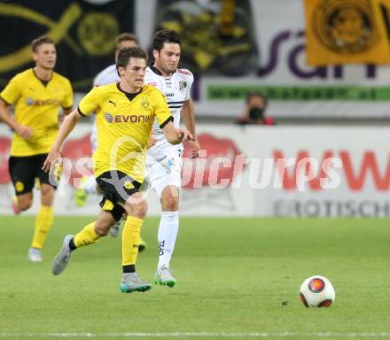 Fussball. UEFA Europa League 2015/2016. Third qualifying round. RZ Pellets WAC gegen Borussia Dortmund. Roland PUTSCHE (WAC), Jonas Hofmann (Dortmund). Klagenfurt, am 30.7.2015.
Foto: Kuess 
---
pressefotos, pressefotografie, kuess, qs, qspictures, sport, bild, bilder, bilddatenbank