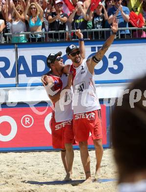 2015 CEV A1 Beachvolleyball Europameisterschaft.   Alexander Horst, Clemens Doppler (AUT). Klagenfurt, 31.7.2015.
Foto: Kuess
---
pressefotos, pressefotografie, kuess, qs, qspictures, sport, bild, bilder, bilddatenbank