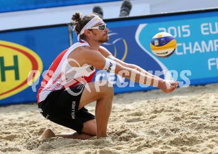 2015 CEV A1 Beachvolleyball Europameisterschaft.  Daniel Muellner (AUT). Klagenfurt, 31.7.2015.
Foto: Kuess
---
pressefotos, pressefotografie, kuess, qs, qspictures, sport, bild, bilder, bilddatenbank