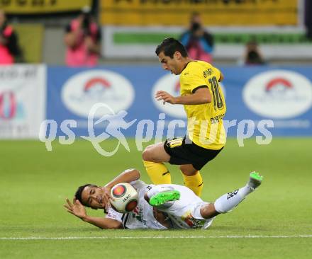 Fussball. UEFA Europa League 2015/2016. Third qualifying round. RZ Pellets WAC gegen Borussia Dortmund. Stephan PALLA (WAC), Henrikh Mkhitaryan (Dortmund). Klagenfurt, am 30.7.2015.
Foto: Kuess 
---
pressefotos, pressefotografie, kuess, qs, qspictures, sport, bild, bilder, bilddatenbank