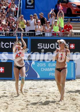 2015 CEV A1 Beachvolleyball Europameisterschaft. Stefani Schwaiger, Barbara Hansel  (AUT). Klagenfurt, 31.7.2015.
Foto: Kuess
---
pressefotos, pressefotografie, kuess, qs, qspictures, sport, bild, bilder, bilddatenbank