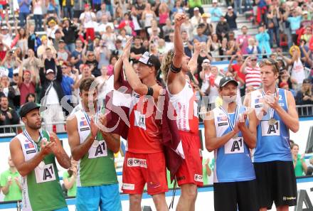 2015 CEV A1 Beachvolleyball Europameisterschaft. Alex RANGHIERI, Adrian Ignacio CARAMBULA (ITA), Janis SMEDINS, Aleksandrs SAMOILOVS (LAT), Reinder NUMMERDOR, Christiaan VARENHORST (NED). Klagenfurt, 2.8.2015
Foto: Kuess
---
pressefotos, pressefotografie, kuess, qs, qspictures, sport, bild, bilder, bilddatenbank