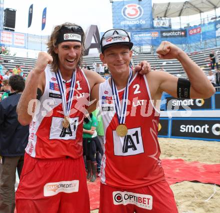 2015 CEV A1 Beachvolleyball Europameisterschaft. Janis SMEDINS, Aleksandrs SAMOILOVS (LAT). Klagenfurt, 2.8.2015
Foto: Kuess
---
pressefotos, pressefotografie, kuess, qs, qspictures, sport, bild, bilder, bilddatenbank