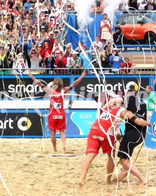 2015 CEV A1 Beachvolleyball Europameisterschaft. Janis SMEDINS, Aleksandrs SAMOILOVS (LAT). Klagenfurt, 2.8.2015
Foto: Kuess
---
pressefotos, pressefotografie, kuess, qs, qspictures, sport, bild, bilder, bilddatenbank