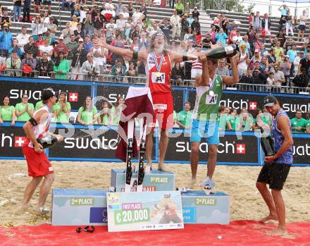 2015 CEV A1 Beachvolleyball Europameisterschaft. Alex RANGHIERI (ITA), Janis SMEDINS, Aleksandrs SAMOILOVS (LAT), Reinder NUMMERDOR, Christiaan VARENHORST (NED). Klagenfurt, 2.8.2015
Foto: Kuess
---
pressefotos, pressefotografie, kuess, qs, qspictures, sport, bild, bilder, bilddatenbank