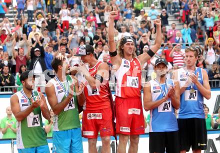 2015 CEV A1 Beachvolleyball Europameisterschaft. Alex RANGHIERI, Adrian Ignacio CARAMBULA (ITA), Janis SMEDINS, Aleksandrs SAMOILOVS (LAT), Reinder NUMMERDOR, Christiaan VARENHORST (NED). Klagenfurt, 2.8.2015
Foto: Kuess
---
pressefotos, pressefotografie, kuess, qs, qspictures, sport, bild, bilder, bilddatenbank