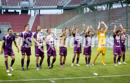 Fussball. Sky go Erste Liga. SK Austria Klagenfurt gegen Floridsdorfer AC.  Jubel Austria. KLagenfurt, am 4.8.2015.
Foto: Kuess
---
pressefotos, pressefotografie, kuess, qs, qspictures, sport, bild, bilder, bilddatenbank