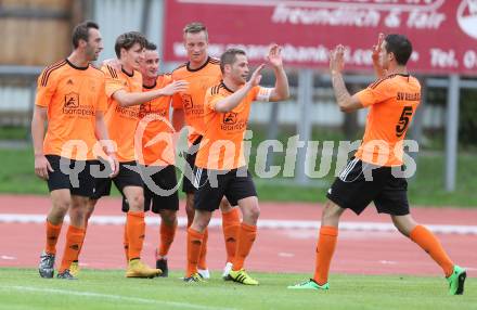 Fussball Unterliga West. VSV gegen Dellach/Drau.  Torjubel Amer Jukan  (Dellach). Villach Lind, am 1.8.2015.
Foto: Kuess
---
pressefotos, pressefotografie, kuess, qs, qspictures, sport, bild, bilder, bilddatenbank