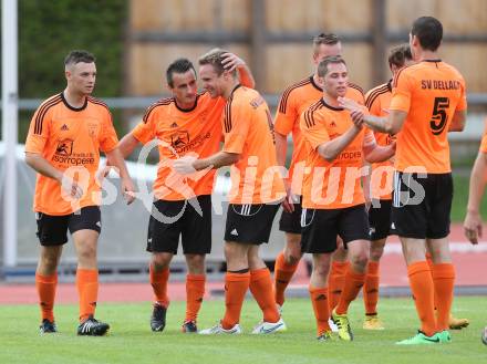 Fussball Unterliga West. VSV gegen Dellach/Drau.  Torjubel Amer Jukan  (Dellach). Villach Lind, am 1.8.2015.
Foto: Kuess
---
pressefotos, pressefotografie, kuess, qs, qspictures, sport, bild, bilder, bilddatenbank