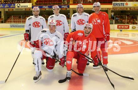 EBEL. Eishockey Bundesliga. Schautraining, Autogrammstunde KAC. Kevin Kapstad, Jonas Nordqvist, Manuel Ganahl, Markus Poeck, Steven Strong, Mark Popovic. Klagenfurt, am 6.8.2015.
Foto: Kuess
---
pressefotos, pressefotografie, kuess, qs, qspictures, sport, bild, bilder, bilddatenbank