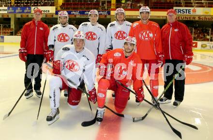 EBEL. Eishockey Bundesliga. Schautraining, Autogrammstunde KAC.  Kirk Furey, Kevin Kapstad, Jonas Nordqvist, Manuel Ganahl, Markus Poeck, Steven Strong, Mark Popovic, Doug Mason. Klagenfurt, am 6.8.2015.
Foto: Kuess
---
pressefotos, pressefotografie, kuess, qs, qspictures, sport, bild, bilder, bilddatenbank