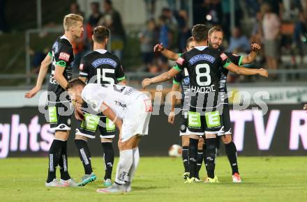 Fussball tipico Bundesliga. RZ Pellets WAC gegen SK Puntigamer Sturm Graz.  Jubel Sturm. Wolfsberg, am 12.8.2015.
Foto: Kuess
Foto: Kuess

---
pressefotos, pressefotografie, kuess, qs, qspictures, sport, bild, bilder, bilddatenbank