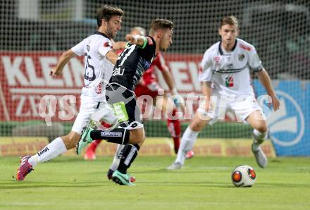 Fussball tipico Bundesliga. RZ Pellets WAC gegen SK Puntigamer Sturm Graz.  Joachim Standfest, (WAC), Donis Avdijaj  (Sturm). Wolfsberg, am 12.8.2015.
Foto: Kuess
Foto: Kuess

---
pressefotos, pressefotografie, kuess, qs, qspictures, sport, bild, bilder, bilddatenbank