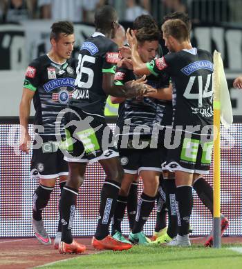 Fussball tipico Bundesliga. RZ Pellets WAC gegen SK Puntigamer Sturm Graz.  Torjubel Donis Avdijaj  (Sturm). Wolfsberg, am 12.8.2015.
Foto: Kuess
Foto: Kuess

---
pressefotos, pressefotografie, kuess, qs, qspictures, sport, bild, bilder, bilddatenbank