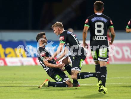 Fussball tipico Bundesliga. RZ Pellets WAC gegen SK Puntigamer Sturm Graz.  Torjubel Josip Tadic, Simon Piesinger  (Sturm). Wolfsberg, am 12.8.2015.
Foto: Kuess
Foto: Kuess

---
pressefotos, pressefotografie, kuess, qs, qspictures, sport, bild, bilder, bilddatenbank