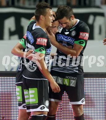 Fussball tipico Bundesliga. RZ Pellets WAC gegen SK Puntigamer Sturm Graz.  Torjubel Donis Avdijaj, Josip Tadic (Sturm). Wolfsberg, am 12.8.2015.
Foto: Kuess
Foto: Kuess

---
pressefotos, pressefotografie, kuess, qs, qspictures, sport, bild, bilder, bilddatenbank