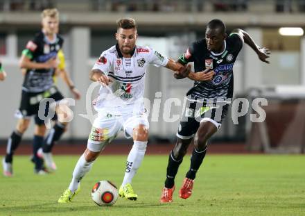 Fussball tipico Bundesliga. RZ Pellets WAC gegen SK Puntigamer Sturm Graz.  Manuel Seidl,  (WAC), Kamavuaka Masakuba-Wilson (Sturm). Wolfsberg, am 12.8.2015.
Foto: Kuess
Foto: Kuess

---
pressefotos, pressefotografie, kuess, qs, qspictures, sport, bild, bilder, bilddatenbank