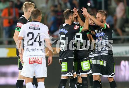 Fussball tipico Bundesliga. RZ Pellets WAC gegen SK Puntigamer Sturm Graz.  Jubel Sturm. Wolfsberg, am 12.8.2015.
Foto: Kuess
Foto: Kuess

---
pressefotos, pressefotografie, kuess, qs, qspictures, sport, bild, bilder, bilddatenbank