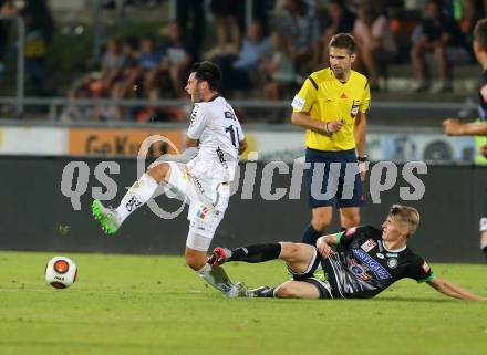 Fussball tipico Bundesliga. RZ Pellets WAC gegen SK Puntigamer Sturm Graz.  Roland Putsche, (WAC),  Simon Piesinger (Sturm). Wolfsberg, am 12.8.2015.
Foto: Kuess
Foto: Kuess

---
pressefotos, pressefotografie, kuess, qs, qspictures, sport, bild, bilder, bilddatenbank