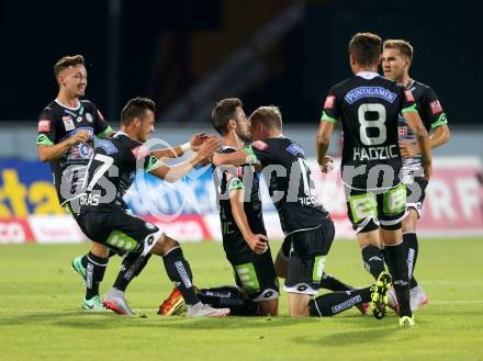 Fussball tipico Bundesliga. RZ Pellets WAC gegen SK Puntigamer Sturm Graz.  Torjubel Josip Tadic, Simon Piesinger  (Sturm). Wolfsberg, am 12.8.2015.
Foto: Kuess
Foto: Kuess

---
pressefotos, pressefotografie, kuess, qs, qspictures, sport, bild, bilder, bilddatenbank