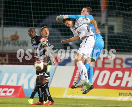 Fussball tipico Bundesliga. RZ Pellets WAC gegen SK Puntigamer Sturm Graz.  Boris Huettenbrenner, (WAC), Michael Esser (Sturm). Wolfsberg, am 12.8.2015.
Foto: Kuess
Foto: Kuess

---
pressefotos, pressefotografie, kuess, qs, qspictures, sport, bild, bilder, bilddatenbank