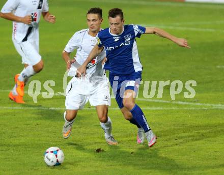 Fussball. Regionalliga. WAC Amateure gegen BW Linz. Julian Salentinig (WAC), Kevin Vaschauner (Linz). Wolfsberg, 16.8.2015.
Foto: Kuess
---
pressefotos, pressefotografie, kuess, qs, qspictures, sport, bild, bilder, bilddatenbank