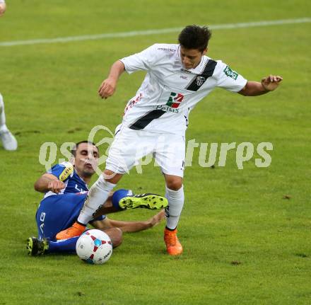 Fussball. Regionalliga. WAC Amateure gegen BW Linz. Fabio Sebastian Miklautz (WAC), Sinisa Markovic (Linz). Wolfsberg, 16.8.2015.
Foto: Kuess
---
pressefotos, pressefotografie, kuess, qs, qspictures, sport, bild, bilder, bilddatenbank