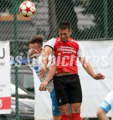 Fussball 1. Klasse C. Steuerberg gegen SGA Sirnitz. Lukas Rausch, (Steuerberg), Marco Hehl  (Sirnitz). Steuerberg, am 8.8.2015.
Foto: Kuess
---
pressefotos, pressefotografie, kuess, qs, qspictures, sport, bild, bilder, bilddatenbank