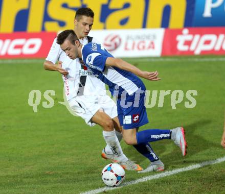 Fussball. Regionalliga. WAC Amateure gegen BW Linz. Julian Salentinig(WAC),  Kevin Vaschauner (Linz). Wolfsberg, 16.8.2015.
Foto: Kuess
---
pressefotos, pressefotografie, kuess, qs, qspictures, sport, bild, bilder, bilddatenbank