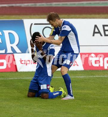 Fussball. Regionalliga. WAC Amateure gegen BW Linz. Torjubel  Yusuf Olaitan Otubanjo,  (Linz). Wolfsberg, 16.8.2015.
Foto: Kuess
---
pressefotos, pressefotografie, kuess, qs, qspictures, sport, bild, bilder, bilddatenbank