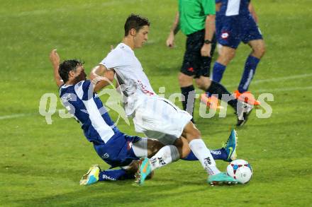 Fussball. Regionalliga. WAC Amateure gegen BW Linz. Bastian Rupp (WAC),  Florian Maier (Linz). Wolfsberg, 16.8.2015.
Foto: Kuess
---
pressefotos, pressefotografie, kuess, qs, qspictures, sport, bild, bilder, bilddatenbank