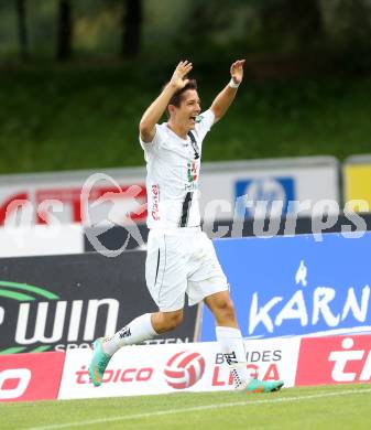 Fussball. Regionalliga. WAC Amateure gegen BW Linz. Torjubel Bastian Rupp,  WAC. Wolfsberg, 16.8.2015.
Foto: Kuess
---
pressefotos, pressefotografie, kuess, qs, qspictures, sport, bild, bilder, bilddatenbank