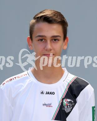 Fussball. RZ Pellets WAC. Akademie U16. Mannschaftsfototermin.  Mathias Knauder. Klagenfurt, 18.8.2015.
Foto: Kuess
---
pressefotos, pressefotografie, kuess, qs, qspictures, sport, bild, bilder, bilddatenbank