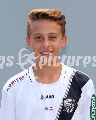 Fussball. RZ Pellets WAC. Akademie U15. Mannschaftsfototermin.  Fabio Markelic. Klagenfurt, 18.8.2015.
Foto: Kuess
---
pressefotos, pressefotografie, kuess, qs, qspictures, sport, bild, bilder, bilddatenbank