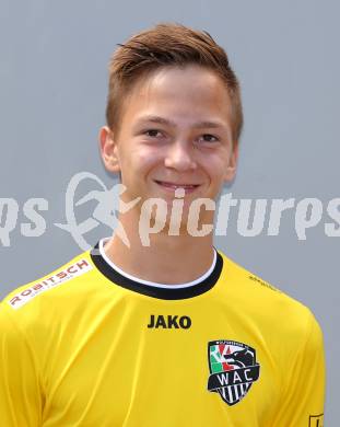 Fussball. RZ Pellets WAC. Akademie U16. Mannschaftsfototermin.  Aric Haimburger. Klagenfurt, 18.8.2015.
Foto: Kuess
---
pressefotos, pressefotografie, kuess, qs, qspictures, sport, bild, bilder, bilddatenbank